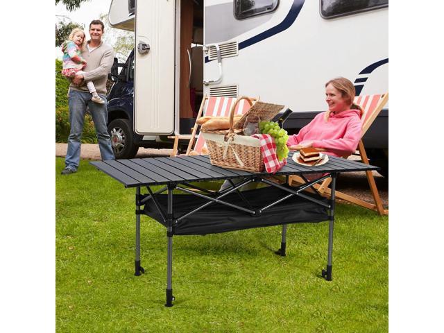 Outdoor Folding Table with Carrying Bag Roll-Up Rectangular Table Large Capacity Ultralight Dinner Desk for Sports Event Fishing