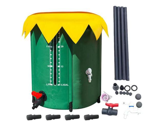 200L Rainwater Tank Sturdy Design Rainwater Collection Barrel Portable Rainwater Collection Container with Spigot & Over
