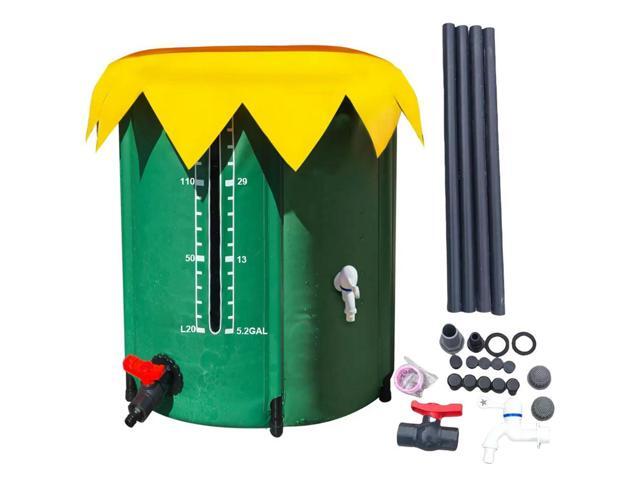 200L Rainwater Tank Sturdy Design Rainwater Collection Barrel Portable Rainwater Collection Container with Spigot & Over
