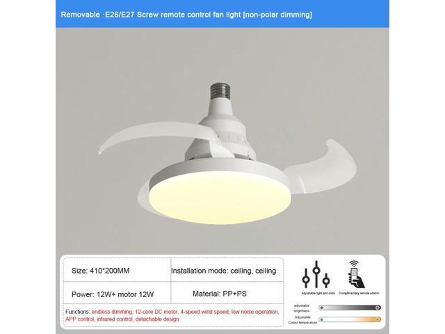 Portable Hanging Fan with LED Lantern Remote Control Invisible Leaf Fan 3 Gears Electric Silent Ceiling Fan for Home Outdoor