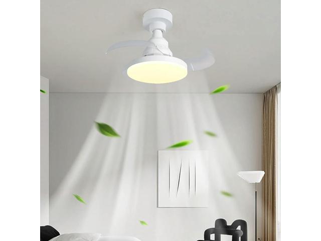 Portable Hanging Fan with LED Light Remote Control Invisible Leaf Fan 3 Gears Dimming Fan for Dining Room Bedroom Living Room
