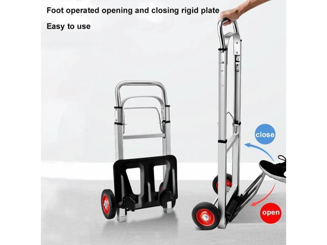 Folding Sack Truck Foldable Hand Truck Long Telescoping Handle Heavy Duty Barrow Cart Non-Slip for Moving and Travel