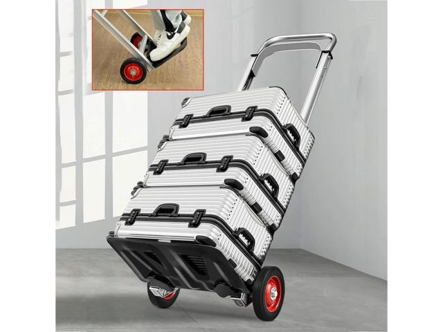 Folding Sack Truck Foldable Hand Truck Long Telescoping Handle Heavy Duty Barrow Cart Non-Slip for Moving and Travel