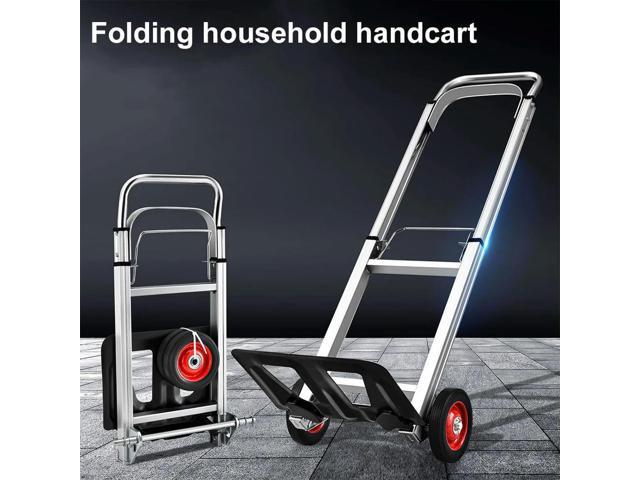 Folding Sack Truck Foldable Hand Truck Long Telescoping Handle Heavy Duty Barrow Cart Non-Slip for Moving and Travel