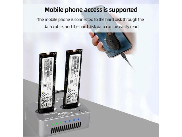 Dual-Bay External Hard Disk Box Gen2X 20Gbps M.2 SSD Enclosure M/B M Key Solid Disk Case M.2 M.3 NVME PCI-E for M2 SSD M Key SSD