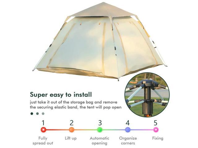 Large Size Outdoor 3-4P One-Touch Camping Tent Quick Automatic Opening Beach Fishing Tent Family Travel Picnic Park Anti-UV Tent