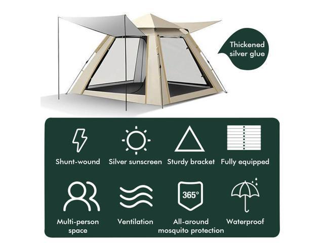 Large Size Outdoor 3-4P One-Touch Camping Tent Quick Automatic Opening Beach Fishing Tent Family Travel Picnic Park Anti-UV Tent