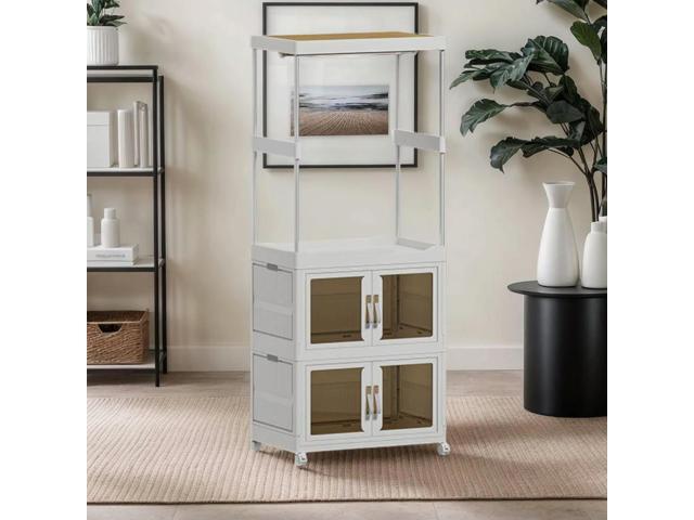 Mobile Wardrobe Clothes Organizer Large Capacity Clothing Shelf with Wheels Wardrobe Closet Rack for Bedroom Living Room