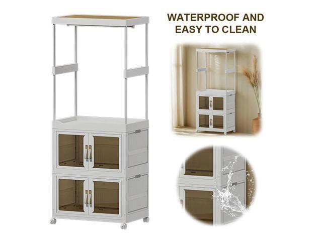 Mobile Wardrobe Clothes Organizer Large Capacity Clothing Shelf with Wheels Wardrobe Closet Rack for Bedroom Living Room