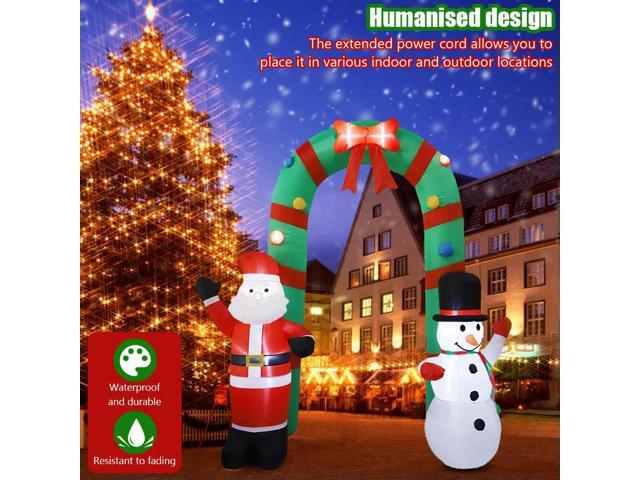 8FT Inflatable Lighted Christmas Archway & LED Light Santa & Snowman Arch Gate Decoration Indoor and Outdoor Holiday Decorations