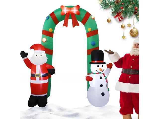 8FT Inflatable Lighted Christmas Archway & LED Light Santa & Snowman Arch Gate Decoration Indoor and Outdoor Holiday Decorations