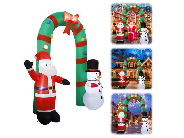 8FT Inflatable Lighted Christmas Archway & LED Light Santa & Snowman Arch Gate Decoration Indoor and Outdoor Holiday Decorations