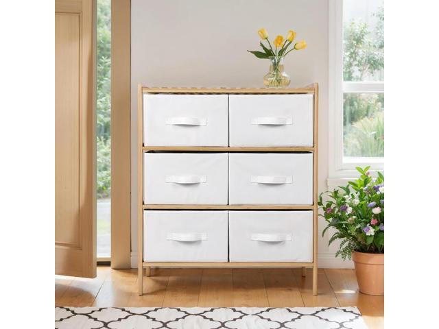 Bamboo Tidy Box Pull Out Quilt Shelf with 6 Baskets Sundries Organizer Shelf Multifunctional for Home