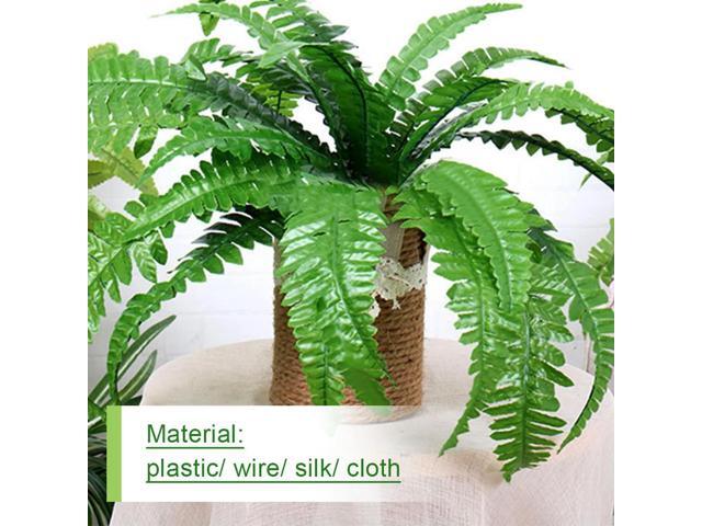 2Pcs Artificial Boston Fern Fake Ferns 20 Leaves for Each Bouquet Fake Fern Bush Plant Lifelike 21 Inch for Office Garden Decor