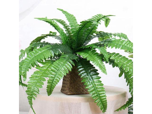 2Pcs Artificial Boston Fern Fake Ferns 20 Leaves for Each Bouquet Fake Fern Bush Plant Lifelike 21 Inch for Office Garden Decor