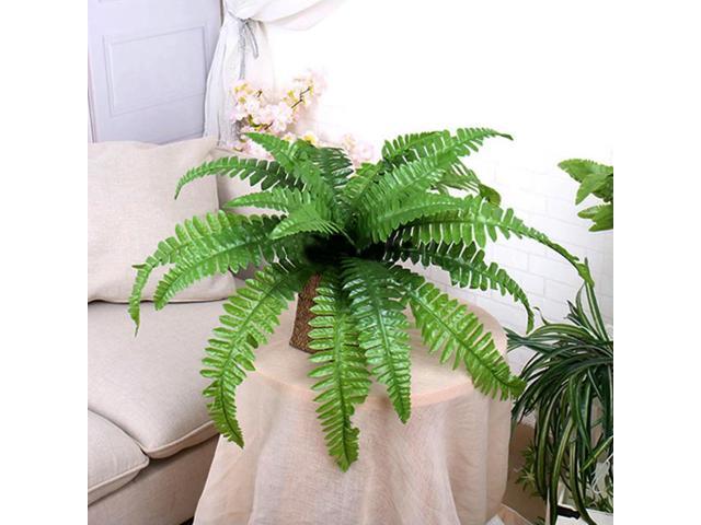 2Pcs Artificial Boston Fern Fake Ferns 20 Leaves for Each Bouquet Fake Fern Bush Plant Lifelike 21 Inch for Office Garden Decor