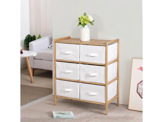 Quilt Shelf with 6 Baskets Clothes Box Multifunctional Wooden Shelf Furniture for Living Room Bedroom