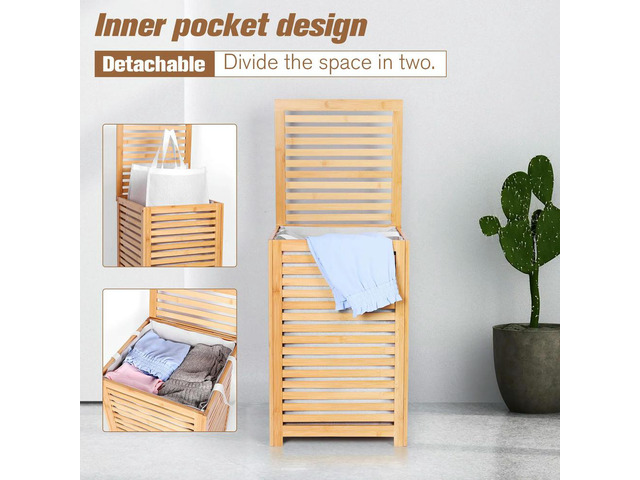 Bamboo Laundry Hamper with Removable Liner Bag Bamboo Laundry Basket Large Laundry Basket for Home Use