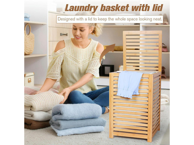 Bamboo Laundry Hamper with Removable Liner Bag Bamboo Laundry Basket Large Laundry Basket for Home Use