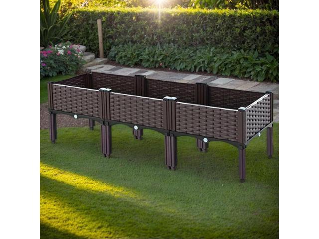 Plastic Planting Container with Drainage Holes Raised Bed Elevated Propagation Box for Patio Flower Fruit Vegetable Growing