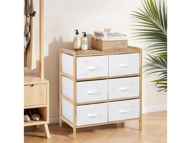 Bamboo Tidy Box Pull Out Quilt Shelf with 6 Baskets Sundries Organizer Shelf Multifunctional for Home