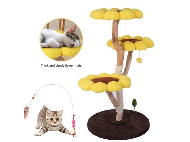 Sunflower Cat Tree with Scratching Post Cat Climbing Frame Wear Resist Cute Sunflower Cat Bed for Pet Playground Small Nest