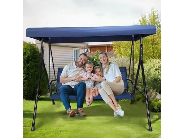 3-Seat Patio Porch Swing Swing Canopy Outside Swing Bench with Adjustable Canopy Playground Swing Chair Top Cover