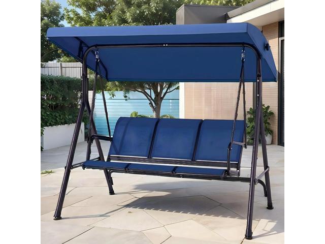 3-Seat Patio Porch Swing Swing Canopy Outside Swing Bench with Adjustable Canopy Playground Swing Chair Top Cover