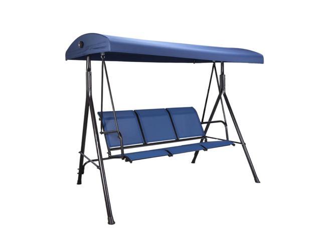 3-Seat Patio Porch Swing Swing Canopy Outside Swing Bench with Adjustable Canopy Playground Swing Chair Top Cover