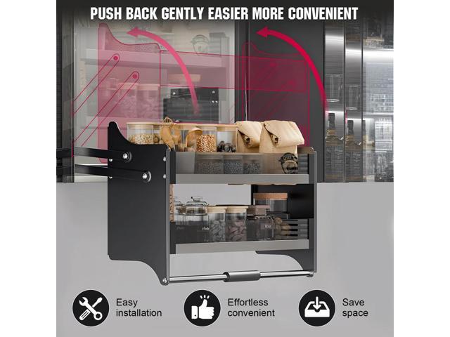 Double Layer Pull Down Shelf Pull Down Cabinet Organizer Shelf Organizer for Kitchen Upper Cabinet