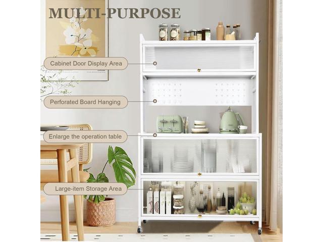 Wheeled Kitchen Cabinets Rust Proof Microwave Oven Shelf Movable Multi-Layer Floor Cabinet Bathroom Organization