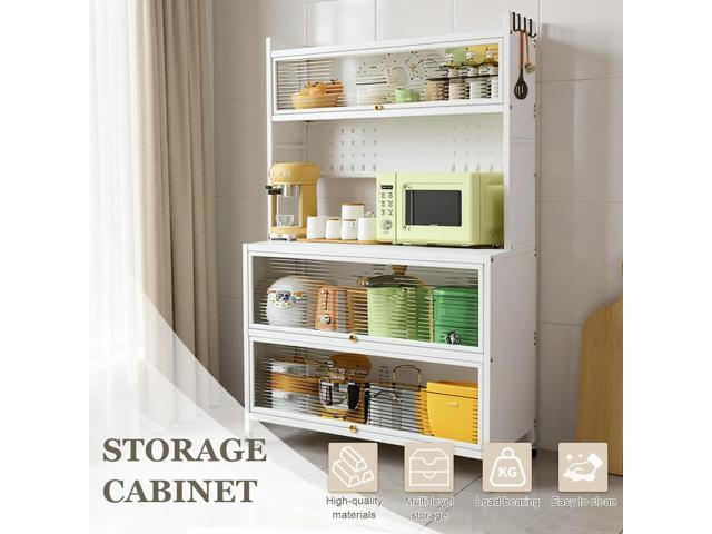 Wheeled Kitchen Cabinets Rust Proof Microwave Oven Shelf Movable Multi-Layer Floor Cabinet Bathroom Organization