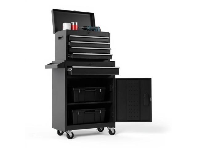 Large Detachable Toolbox with Double Door & Wheels Sliding Drawers Tool Chest Parts Cabinets for Factory Warehouse Use