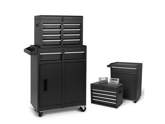 Large Detachable Toolbox with Double Door & Wheels Sliding Drawers Tool Chest Parts Cabinets for Factory Warehouse Use