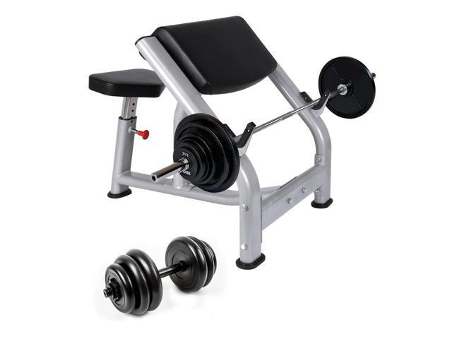 Preacher Curl Weight Bench Seated Isolated Barbell Dumbbell Biceps Station Preacher Curl Bench for Home Gym Strength Training