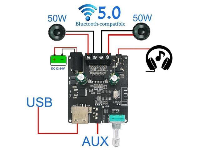 2*50W ForBluetooth5.0 Power Amplifier Class D Audio 10W~200WHiFi Stereo Wireless Music Player MiniUSB Sound Card App Digital AMP