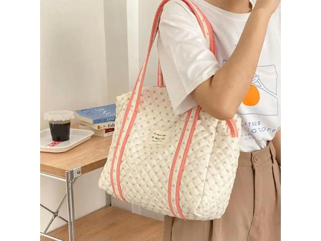 Cotton Diaper Bags Soft Women Mummy Bag Cartoon Printed Mom Gifts (Beige)