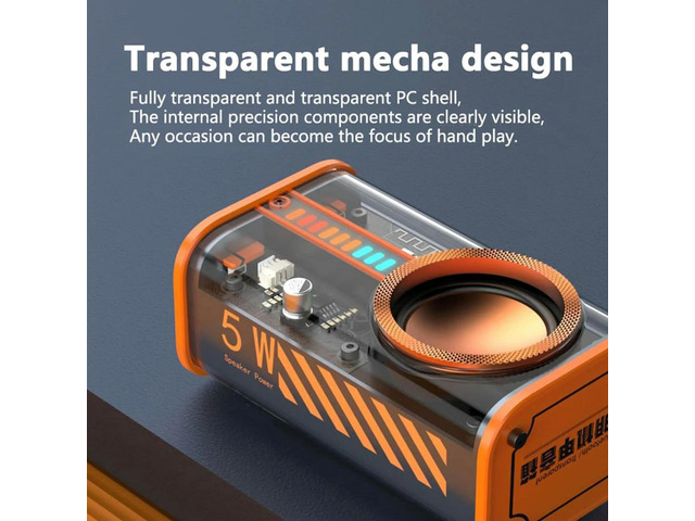 K07 Transparent Mecha Music Speakers Bluetooth-compatible 5.0 USB Wireless Stereo Speaker Built-in MIC Hands-free Call for Party