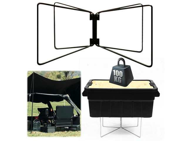 Aluminum Alloy Box Stand Portable Organizer Box Folding Stand Steel Box Bracket for Outdoor Picnic Fishing