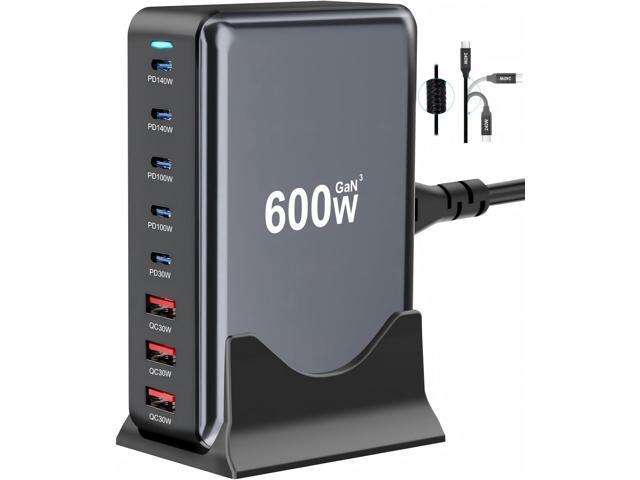 600W Fast USB C GaN Pro Charger Block,8 Port Charging Station,Dual 140W PD3.1 PPS Fast Charging Station for Multiple Devices Laptop Wall Charger...