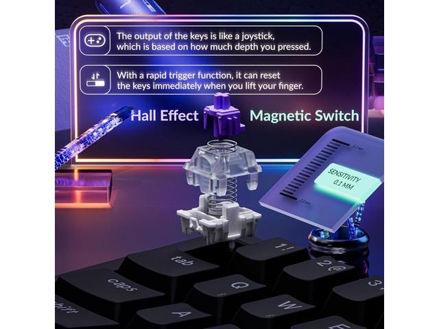 Keychron K6 HE 65% Wireless Mechanical Keyboard, 2.4GHz & Bluetooth, Gateron Double-Rail Magnetic Switch, Shine-Through PBT Keycaps, Aluminum...