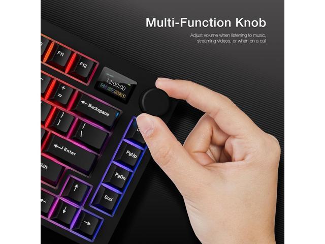 TECWARE Spectre 75 Mechanical Gaming Keyboard Customizable LCD Screen Display & Knob Tri-Mode Wireless Bluetooth 2.4GHz Gasket Mount Hot...