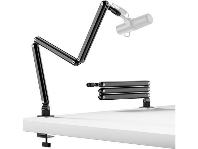 Mic Arm for Lightweight Mics, Microphone Arm Rotatable, Storable Desk Mic Stand for Bear 3LB with Mount Clamp, Mic Stand Boom Arm with Cable...