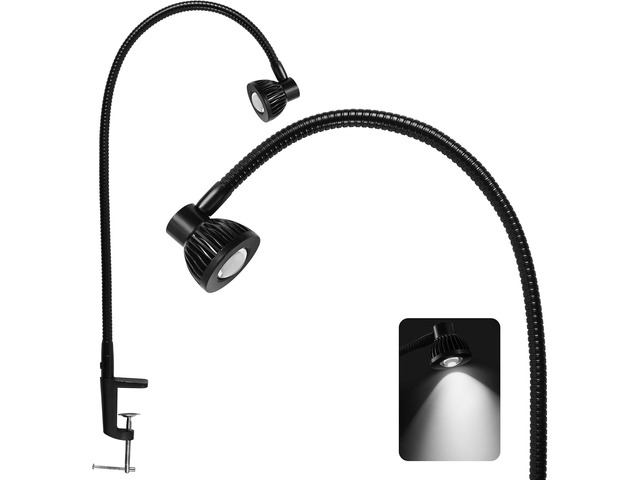 Hersi 5w 30Long Swing Arm 110v/220v Desk Lamp Metal Architect LED Task Light with Clamp, Adjustable Folding Twin-Arm Clip-on Table Lamp,Black