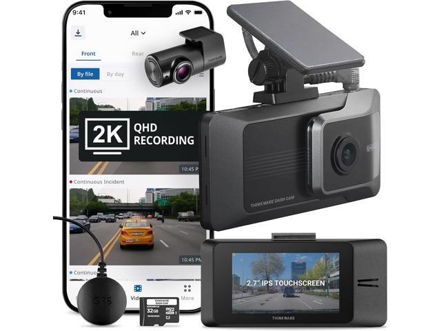 Thinkware ARC Dual Dash Cam Front & Rear 2K QHD, 2.7 LCD Touchscreen, 130° Wide Angle, GPS, Wi-Fi, Super Night Vision, Smart Driving Alerts, 24/7.