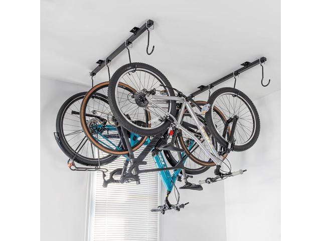 Teal Triangle Adjustable Ceiling Mounted Bike Rack for Garage, Hold 8 Bikes