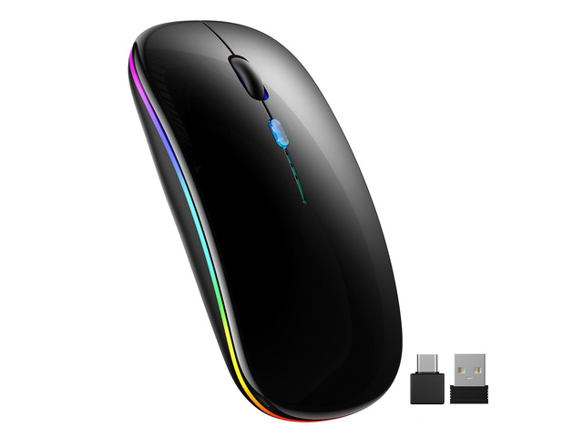 TECKNET Wireless Bluetooth Mouse,Rechargeable Silent Dual Mode (Bluetooth 5.2 & USB) Laptop Mice with LED Lights Computer Mouse for Laptop/MacBook...