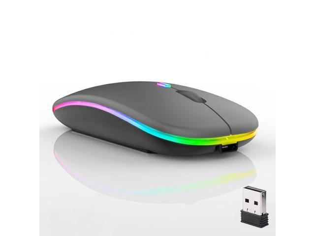 Guiheng Wireless Bluetooth Mouse,LED Dual Mode Rechargeable Silent Slim Laptop Mouse,Portable(BT5.2+USB Receiver) Dual Mode Computer Mice,for.