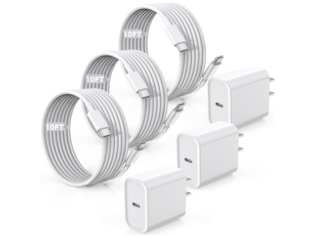 Fast Charger for iPhone 17/16/15 Charger,10FT Extra Long Fast Charging 3Pack Block USB-C to USB C Fast Charging Cable Cord for iPhone Air/17 Pro...