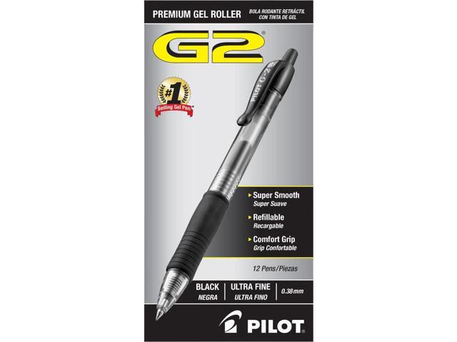 PILOT G2 Premium Refillable and Retractable Rolling Ball Gel Pens, Ultra Fine Point, Black Ink, 12-Pack (31277)